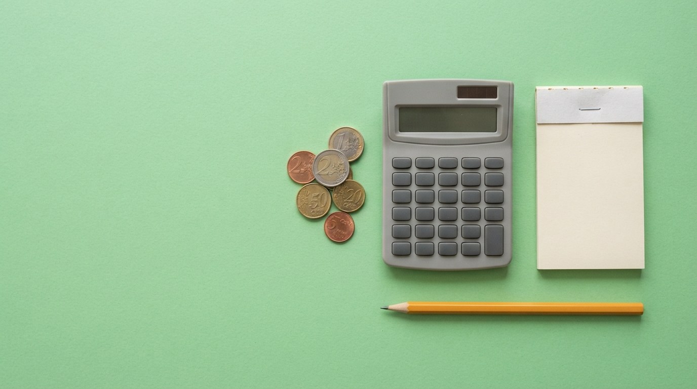 Calculatrice et pièces pour fixer ses prix