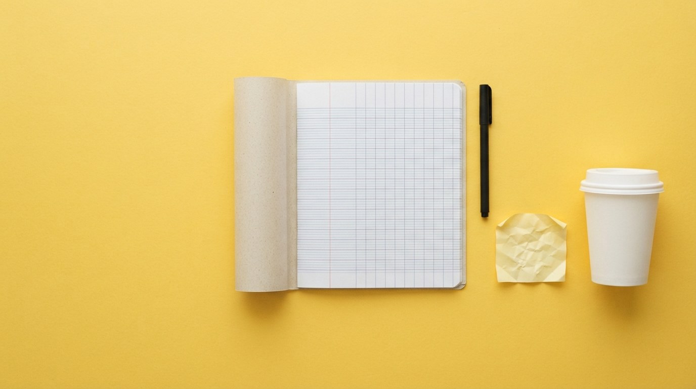 Carnet et stylo pour trouver une idée d'entreprise